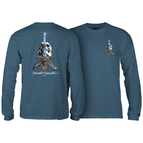 Powell Peralta Skateboards Longsleeve Shirt Skull and Sword Indigo Blue