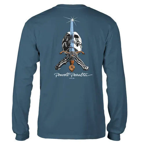 Powell Peralta Skateboards Longsleeve Shirt Skull and Sword Indigo Blue