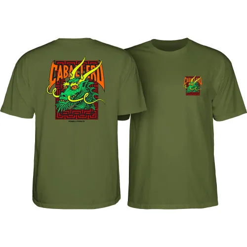 Powell Peralta Skateboards Shirt Caballero Street Dragon Military Green