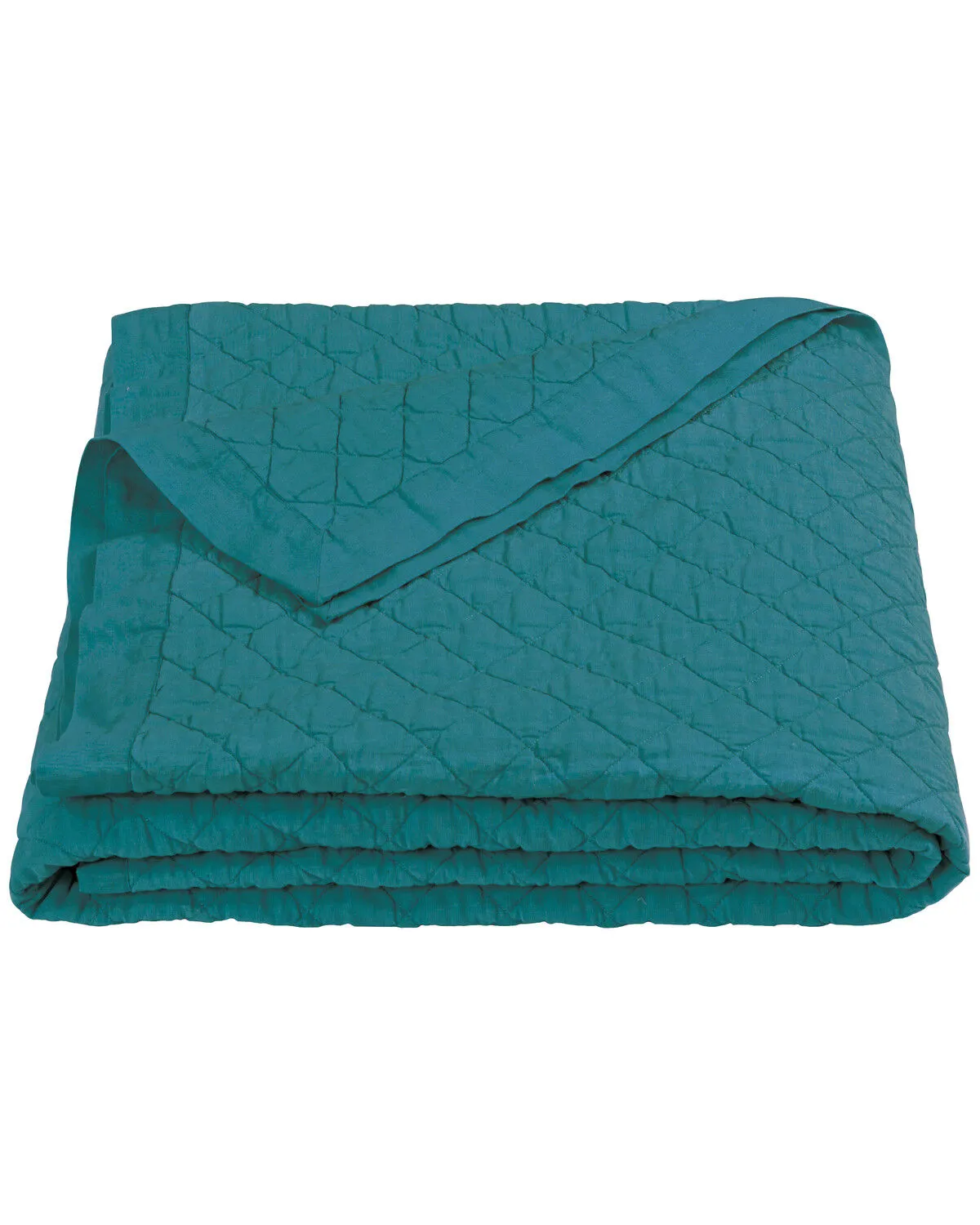 Product Name:  HiEnd Accents Diamond Pattern Turquoise Linen Full/Queen Quilt