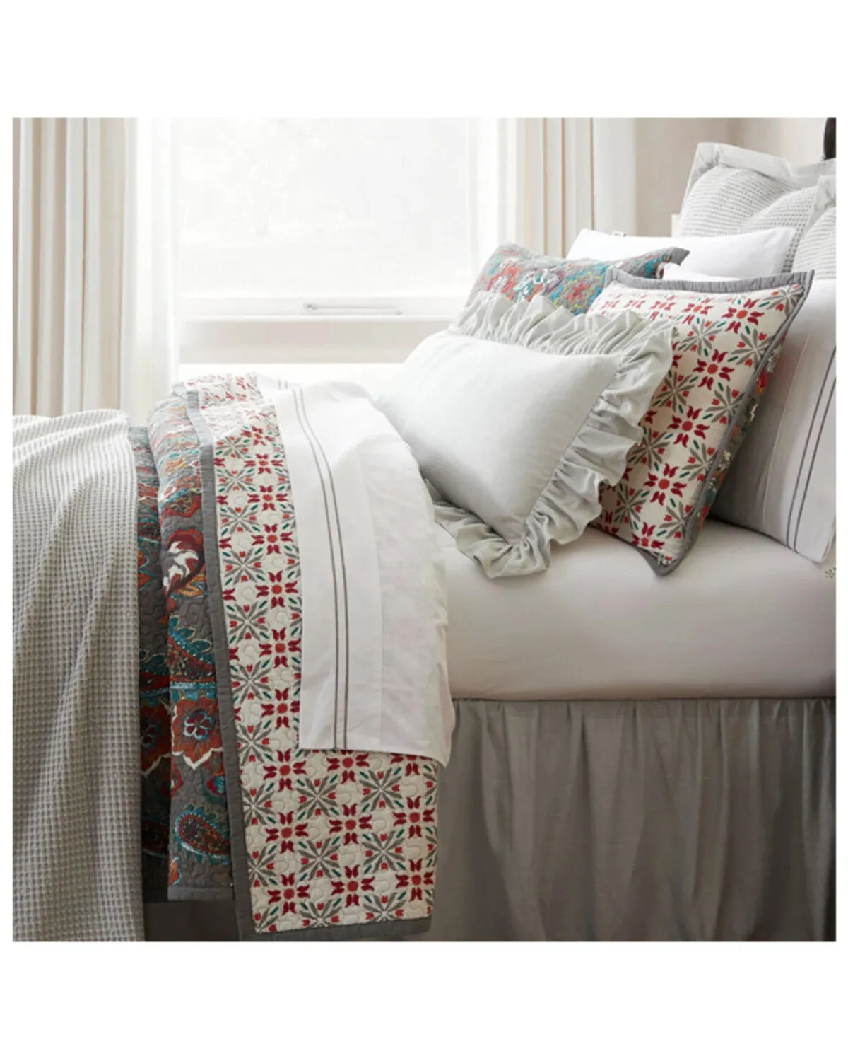 Product Name:  HiEnd Accents Teal Abbie Western Paisley Reversible 3-Piece Full/Queen Quilt Set