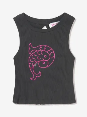 Pucci Girls Sleeveless Logo Top in Black