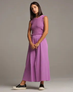 Purple Wide Leg Kite Pleat Pants