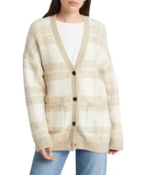 Rails Runi Cardigan In Ivory Sand Plaid