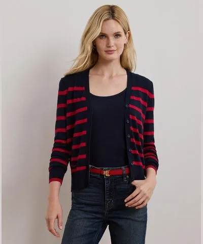 Ralph Lauren Women's Striped Cotton-Blend Cardigan