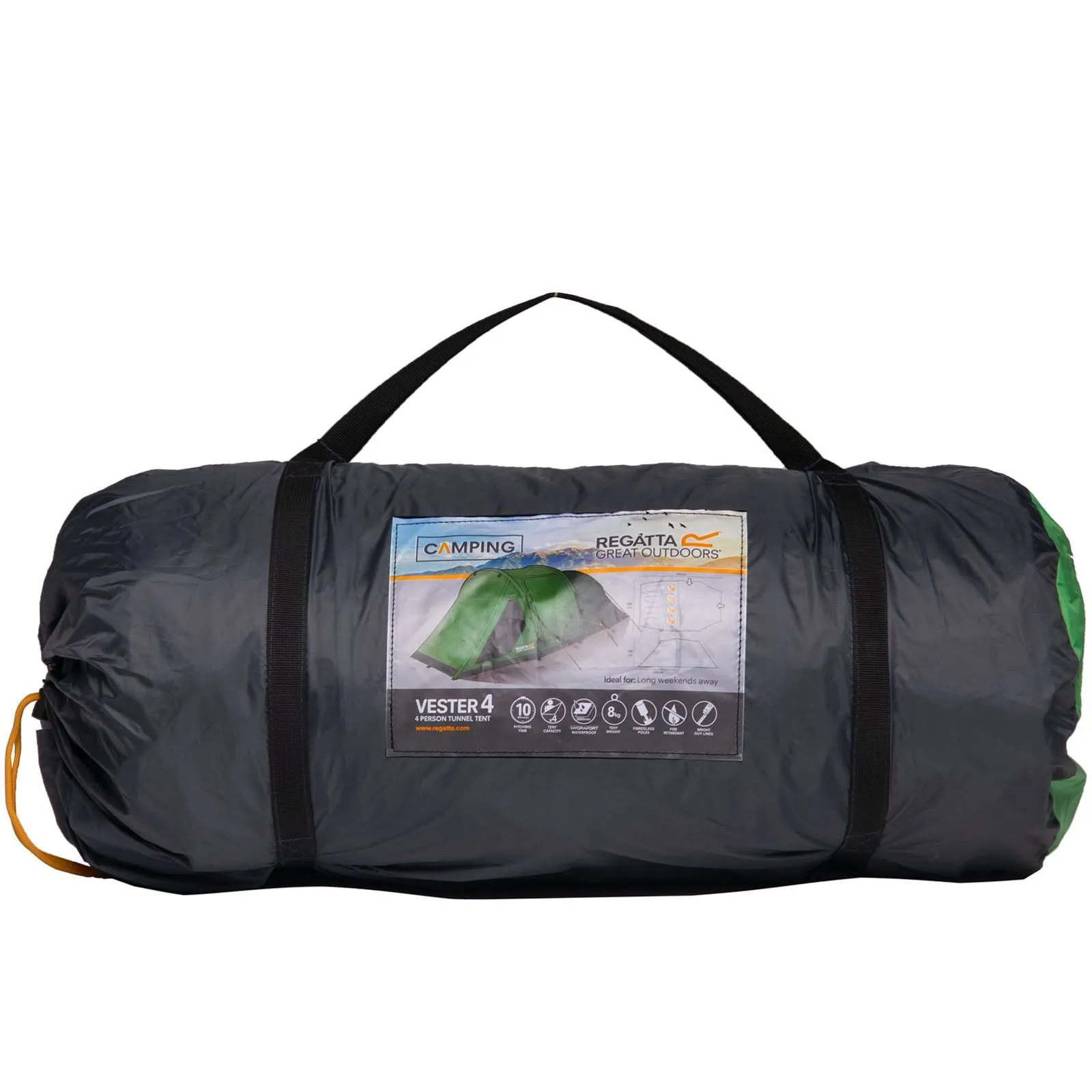 Regatta Vester 4 Man Tunnel Waterproof Camping Tent - Extreme Green