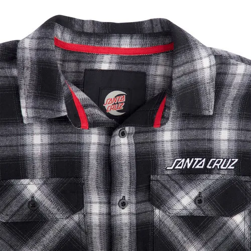 Santa Cruz Skateboards Longsleeve Shirt Stone Flannel Black/White