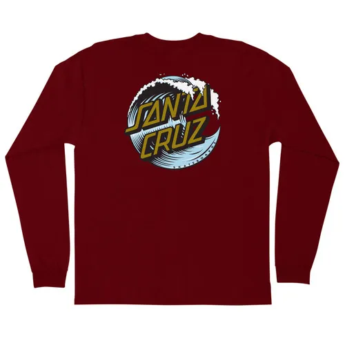 Santa Cruz Skateboards Longsleeve Shirt Wave Dot Burgundy/Gold