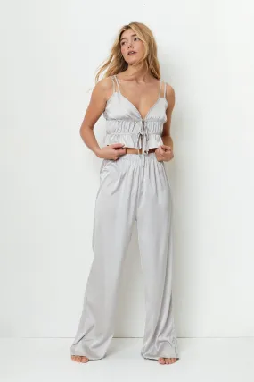 Satin Camisole And Wide Leg Pants Pajama Set