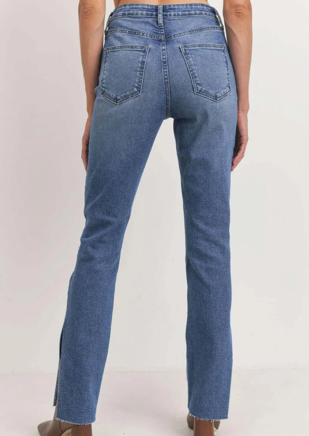 Side Slit Denim Slim Fit Blue Jeans Made in USA - Clearance Final Sale