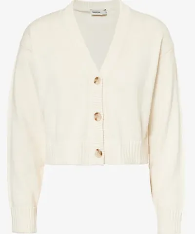 SIMKHAI Womens Ivory V-neck relaxed-fit cotton and cashmere cardigan