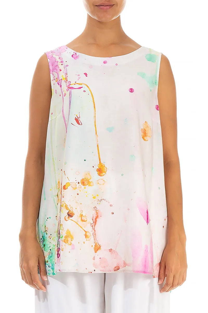 Sleeveless Colour Splash Silk Bamboo Top