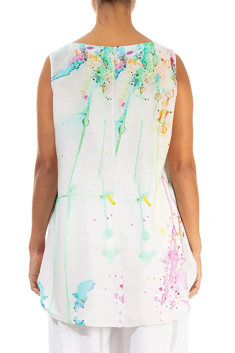 Sleeveless Colour Splash Silk Bamboo Top