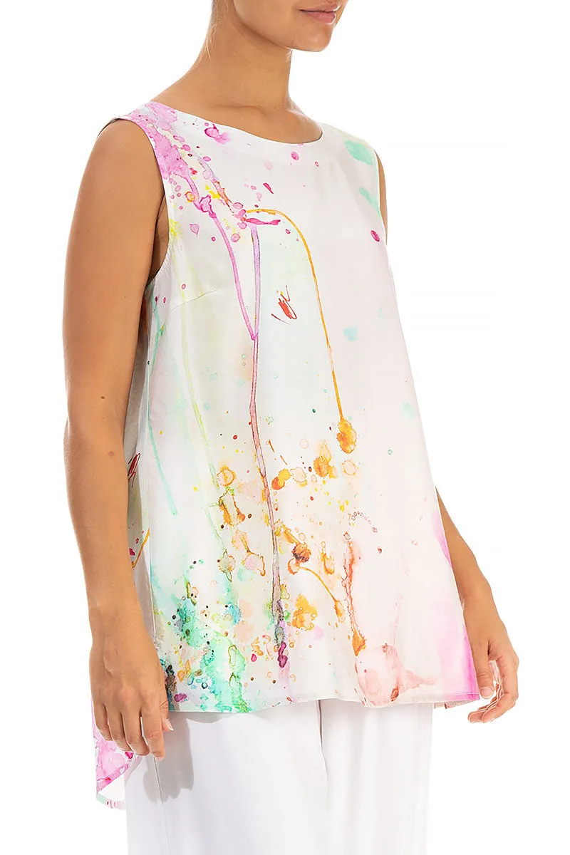 Sleeveless Colour Splash Silk Bamboo Top