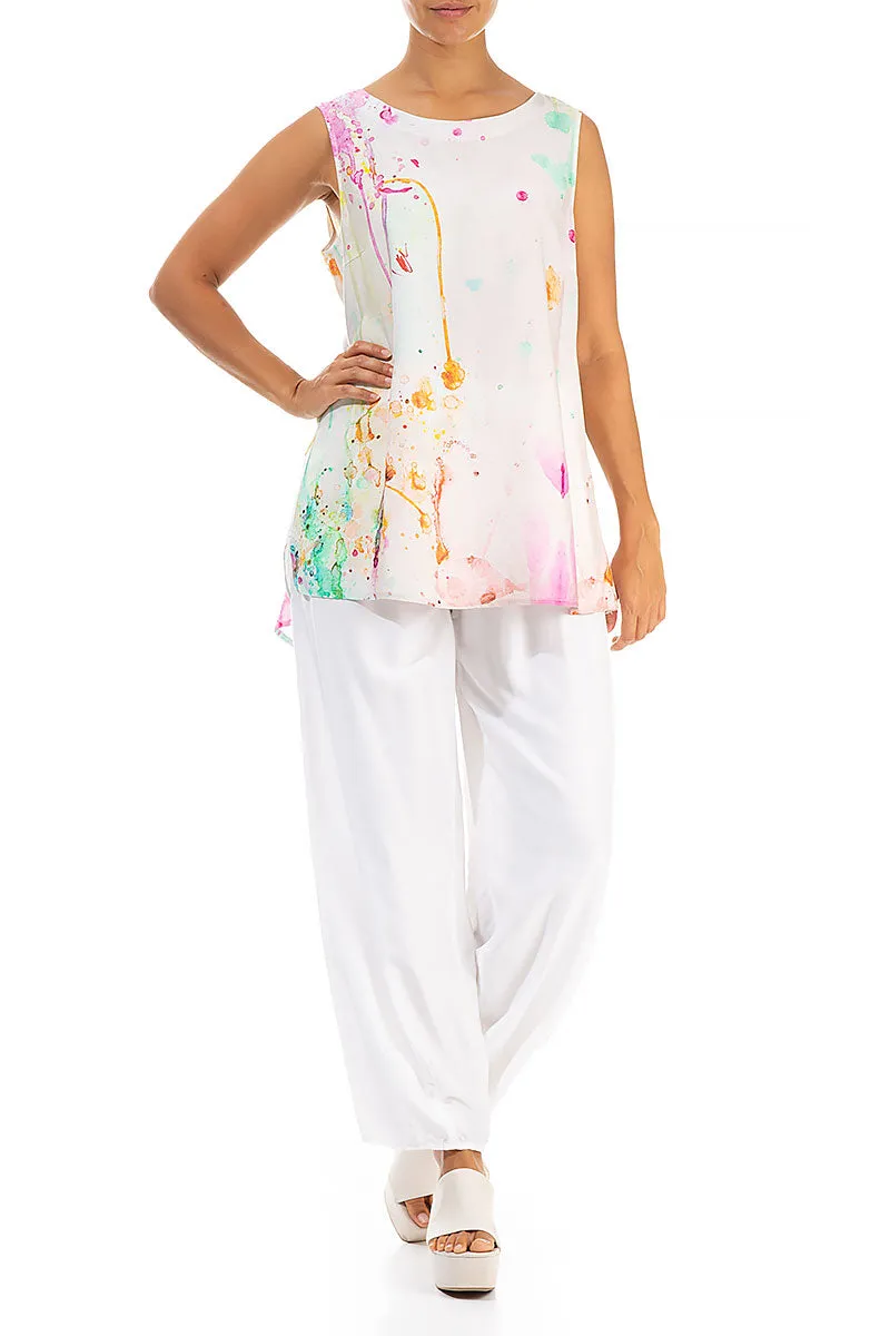 Sleeveless Colour Splash Silk Bamboo Top