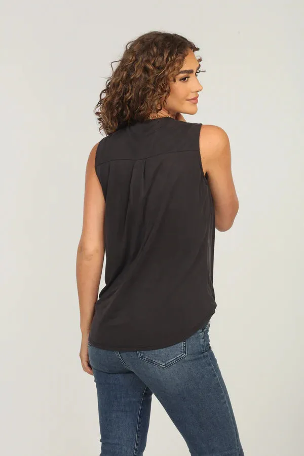 Sleeveless Cupro Surplice Top