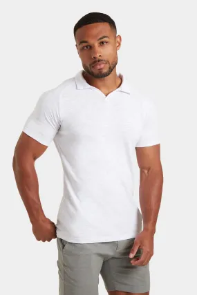 Slub Buttonless Polo in White