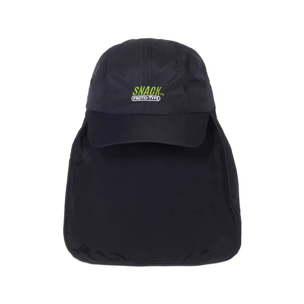 SNACK SKATEBOARDS BACK OFF NECKFLAP BLACK CAP