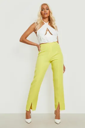 Split Front Slim Leg Dress Pants