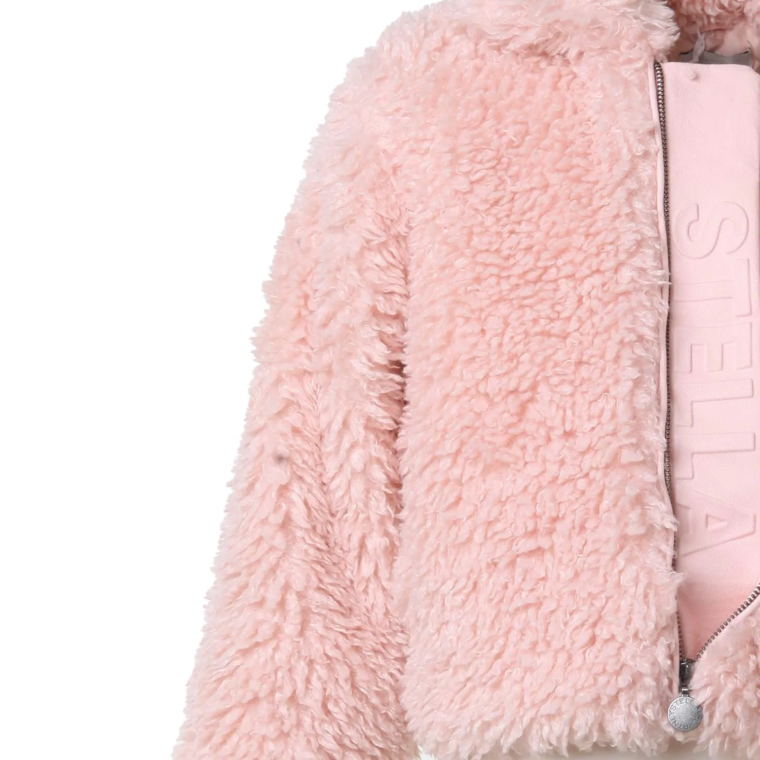 Stella Mccartney Short Pink Borg Jacket For Girls And Teens