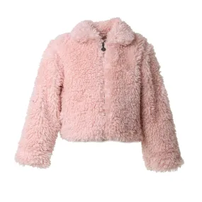 Stella Mccartney Short Pink Borg Jacket For Girls And Teens