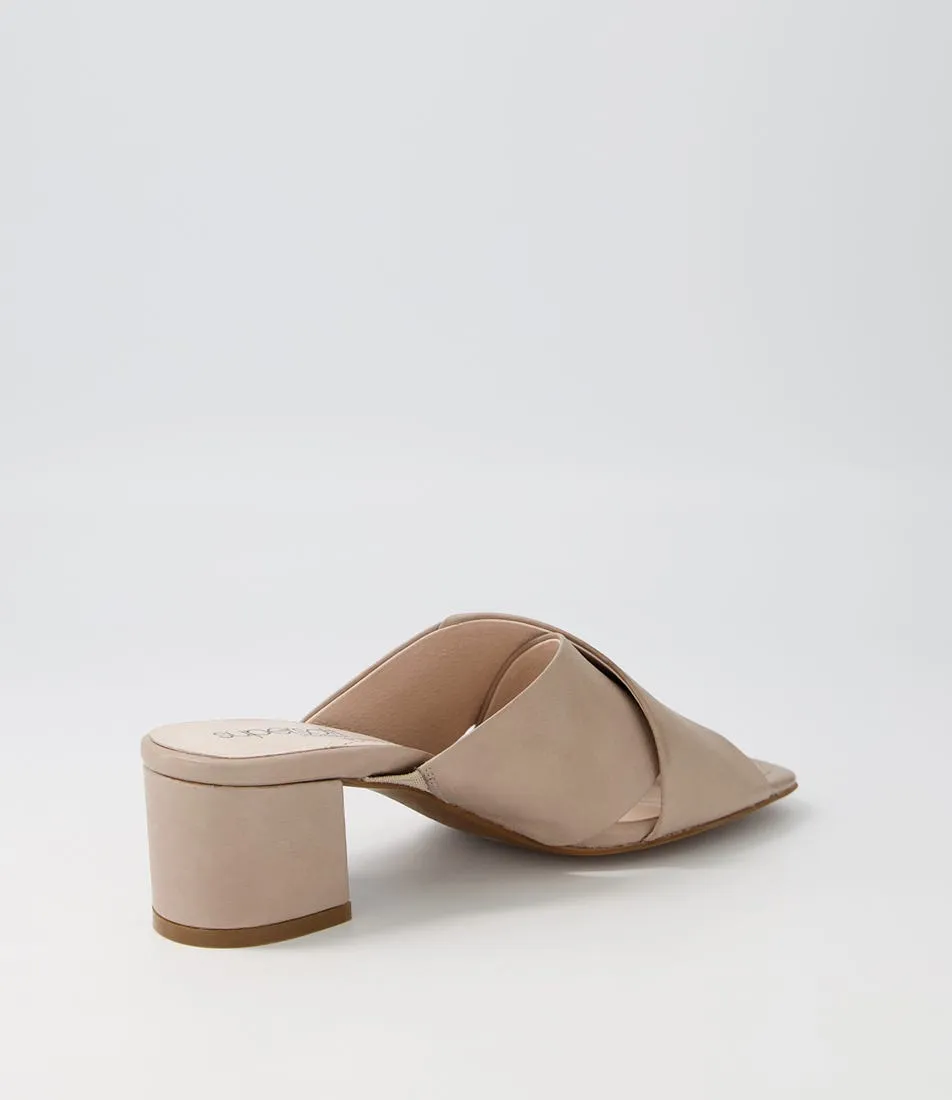 SUPERSOFT Jarrah Light Taupe Leather Mules