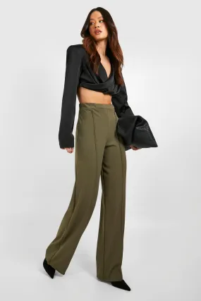 Tall Crepe Stretch Seam Detail Wide Leg Pants