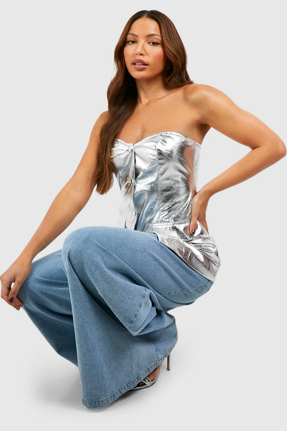 Tall Metallic Bandeau Corset Vest Top