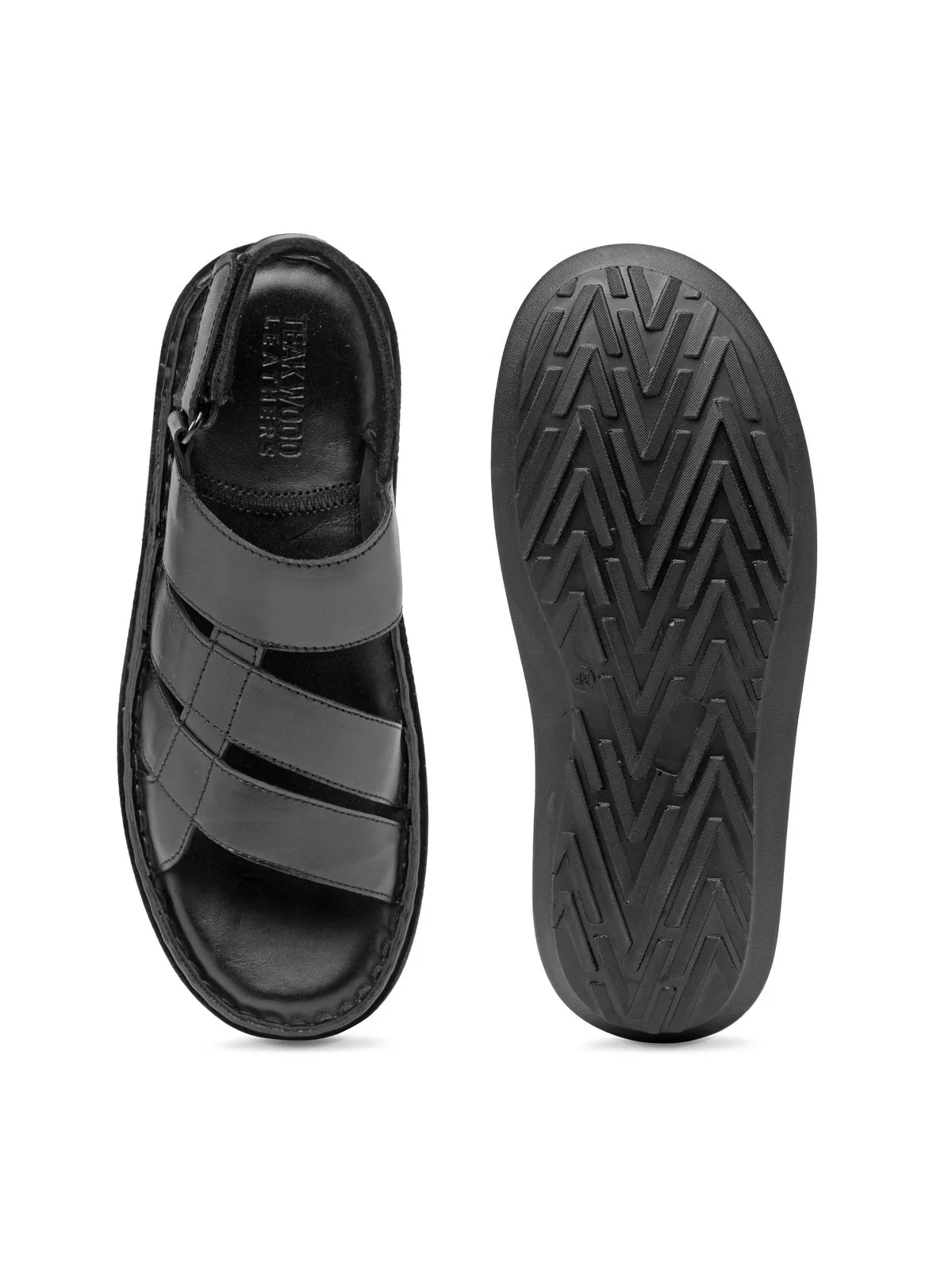 Teakwood Black Daily Wear Sandals