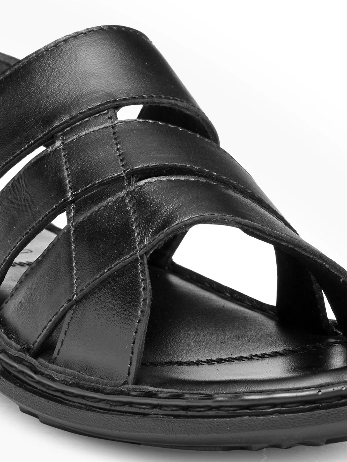 Teakwood Black Daily Wear Sandals