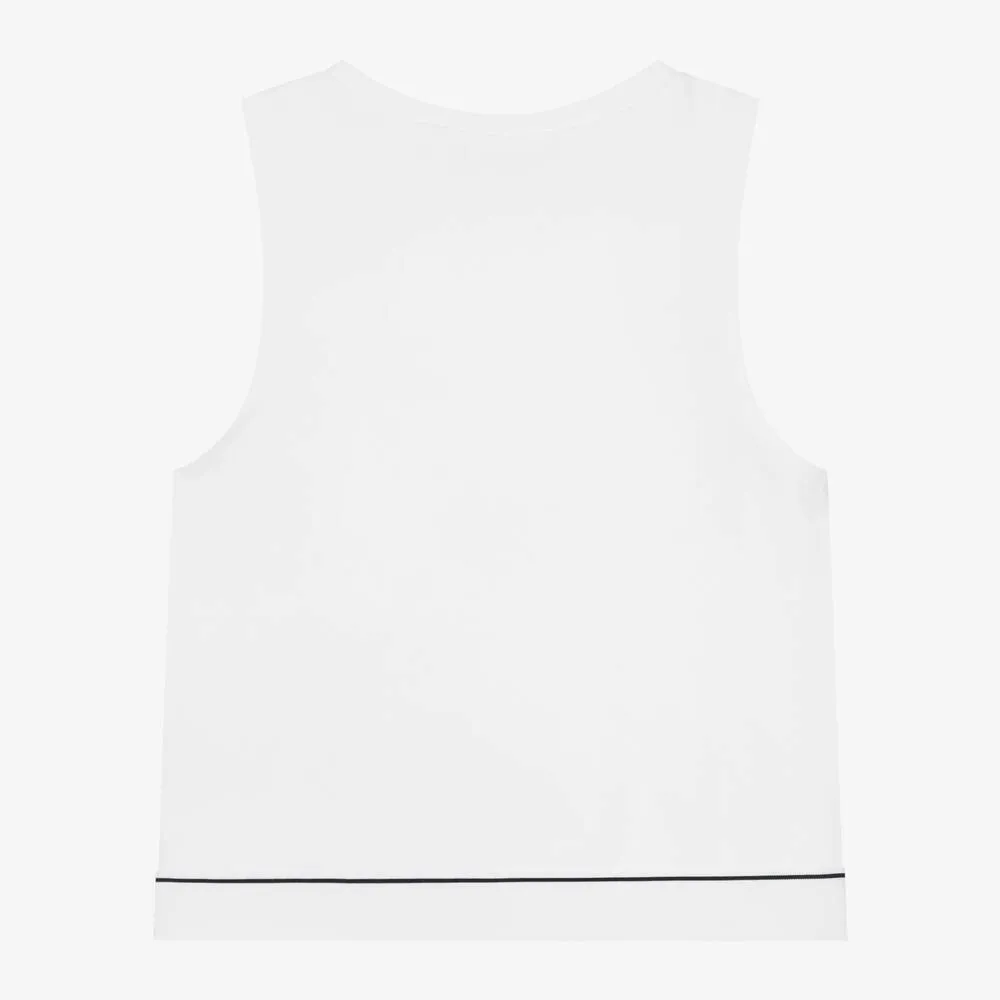 Teen Girls White Viscose Sleeveless Top