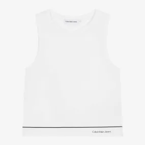 Teen Girls White Viscose Sleeveless Top