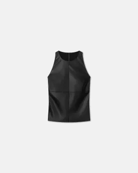 Teza - Okobor Alt-Leather Sleeveless Top - Black