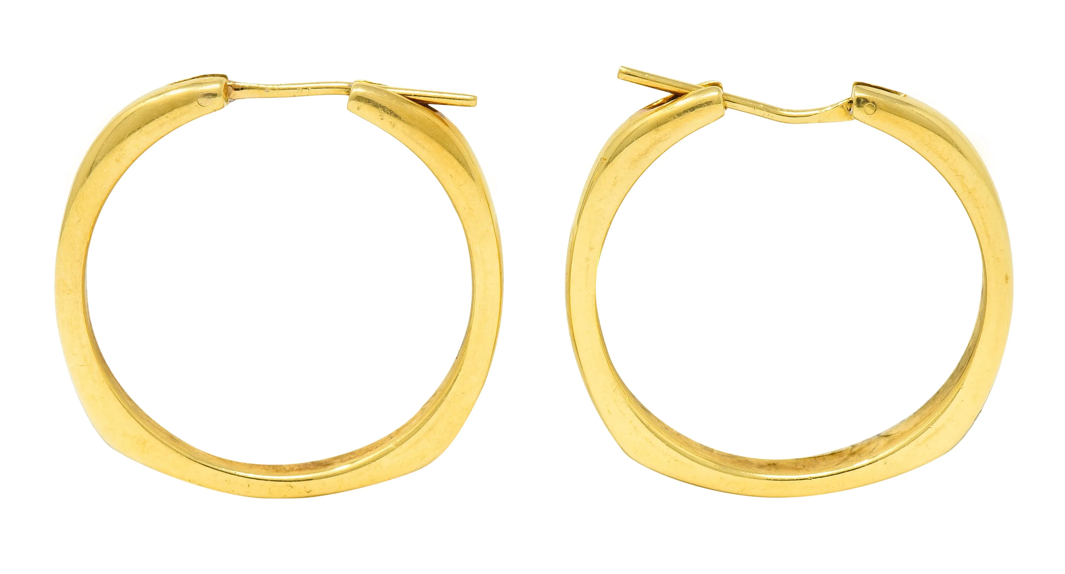 Tiffany & Co. Contemporary 18 Karat Gold Square Cushion Hoop Earrings