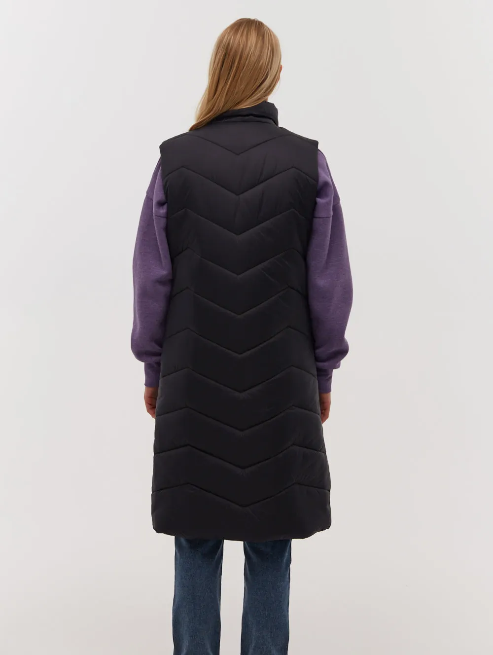    Torra Chevron Quilted Maxi Vest  