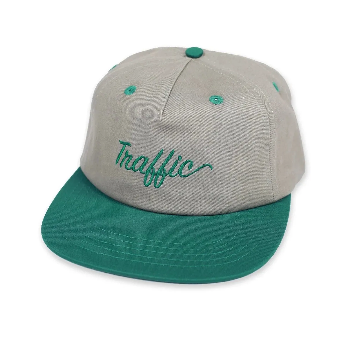 Traffic Skateboards Script Snapback (Grey/Pine)