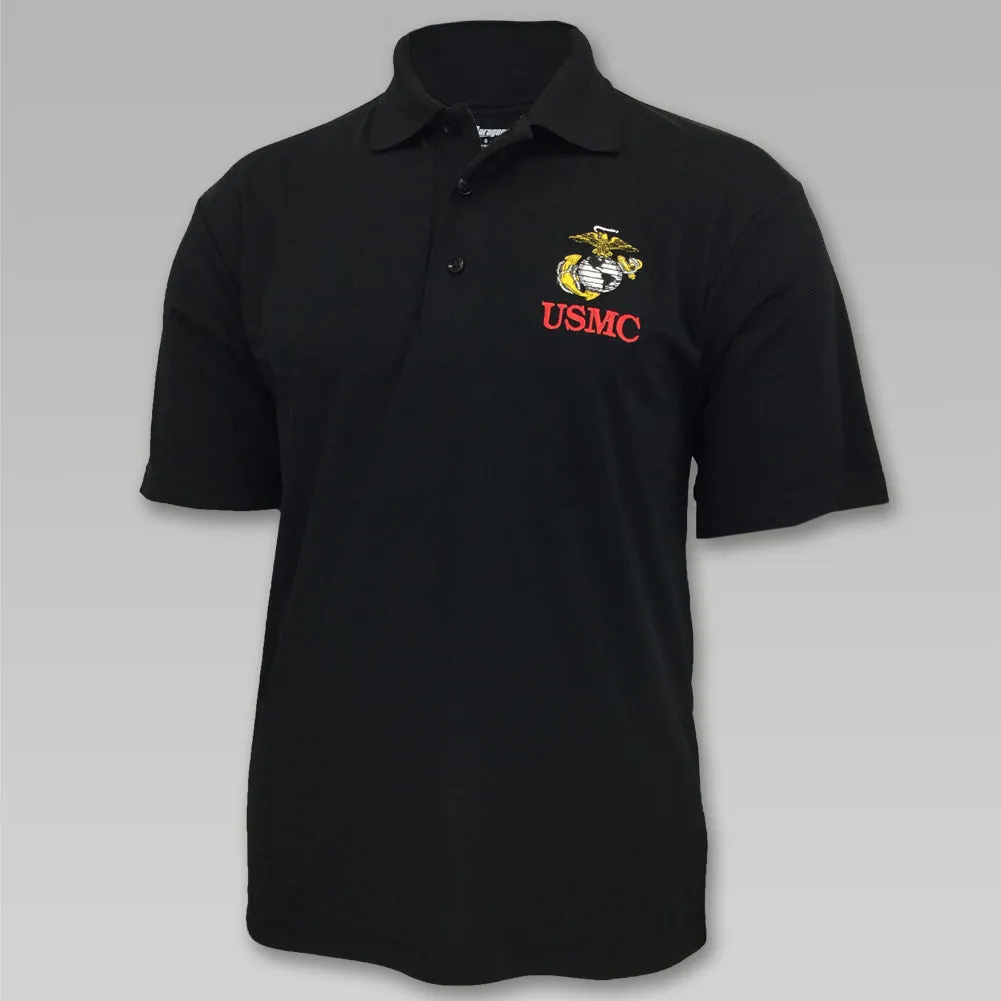 USMC Embroidered Performance Polo (Black)