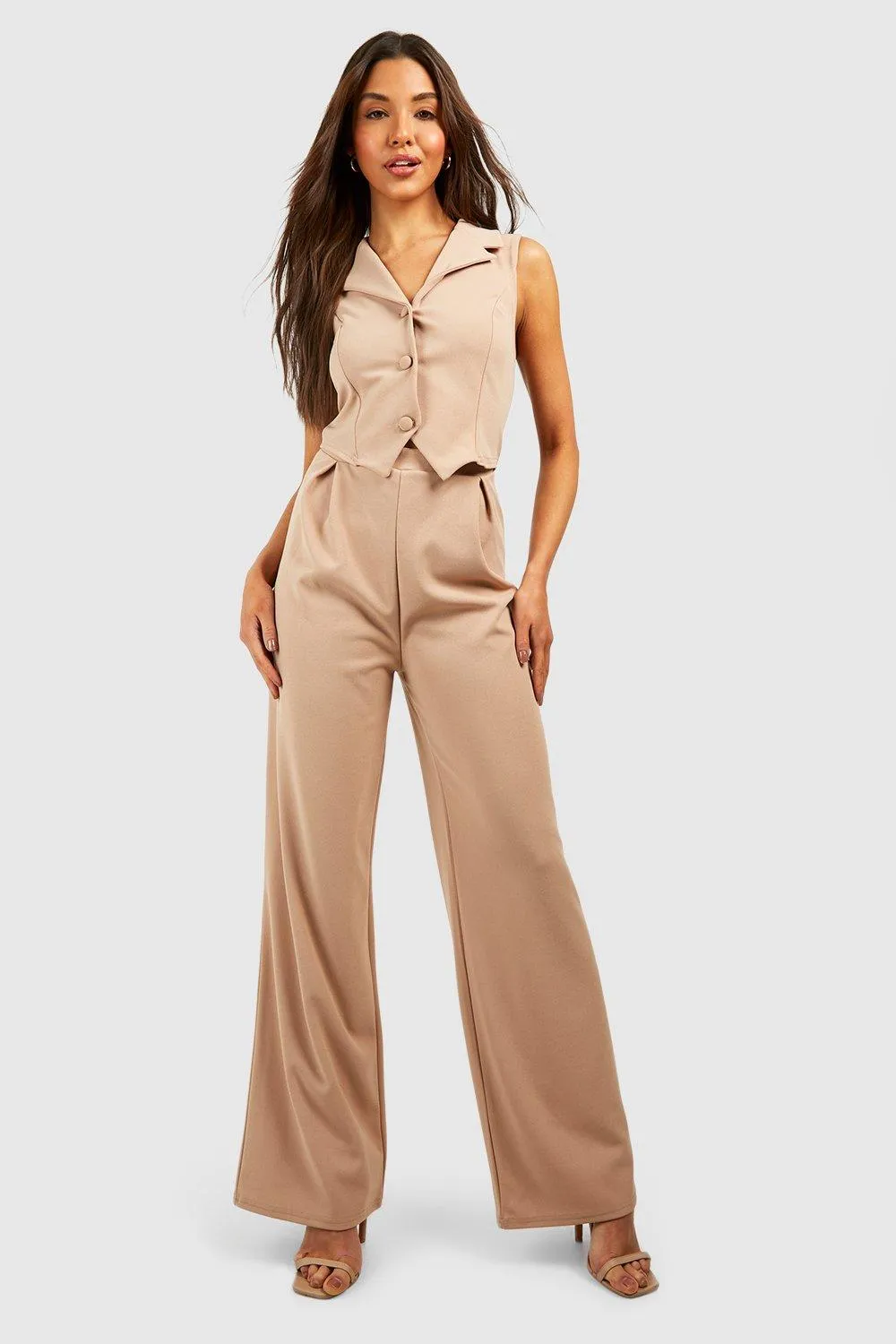 Vest Detail Wide Leg Jumpsuit