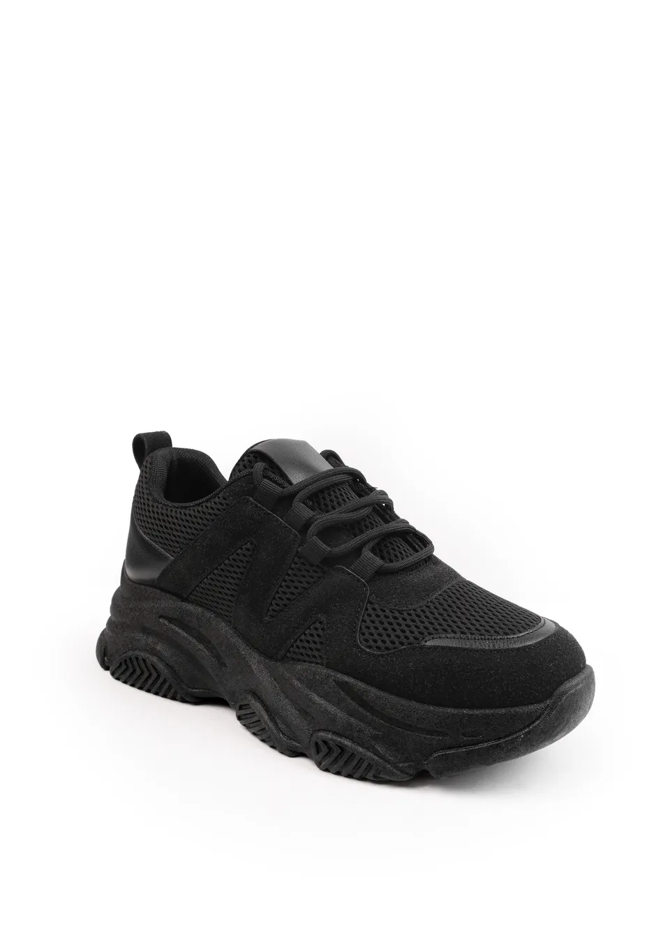 Where's That From Black Chunky Sole Mesh Trainers