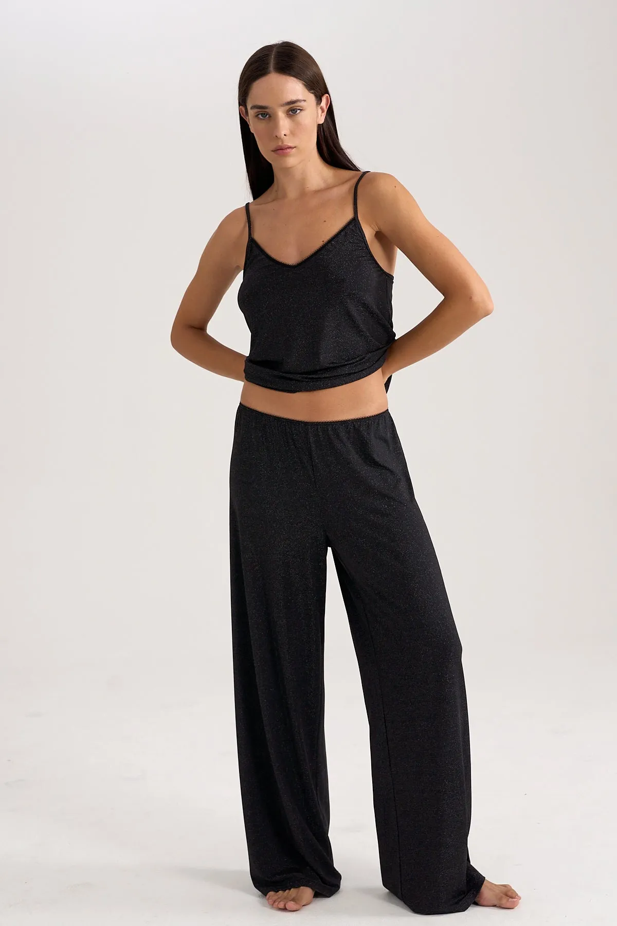 Wide-leg Lurex Pants