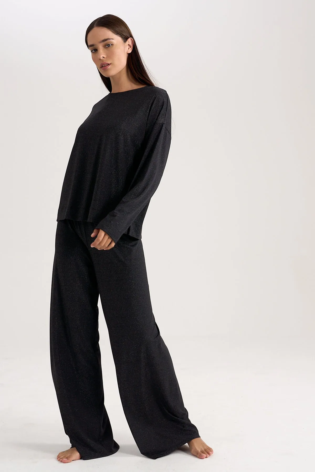 Wide-leg Lurex Pants