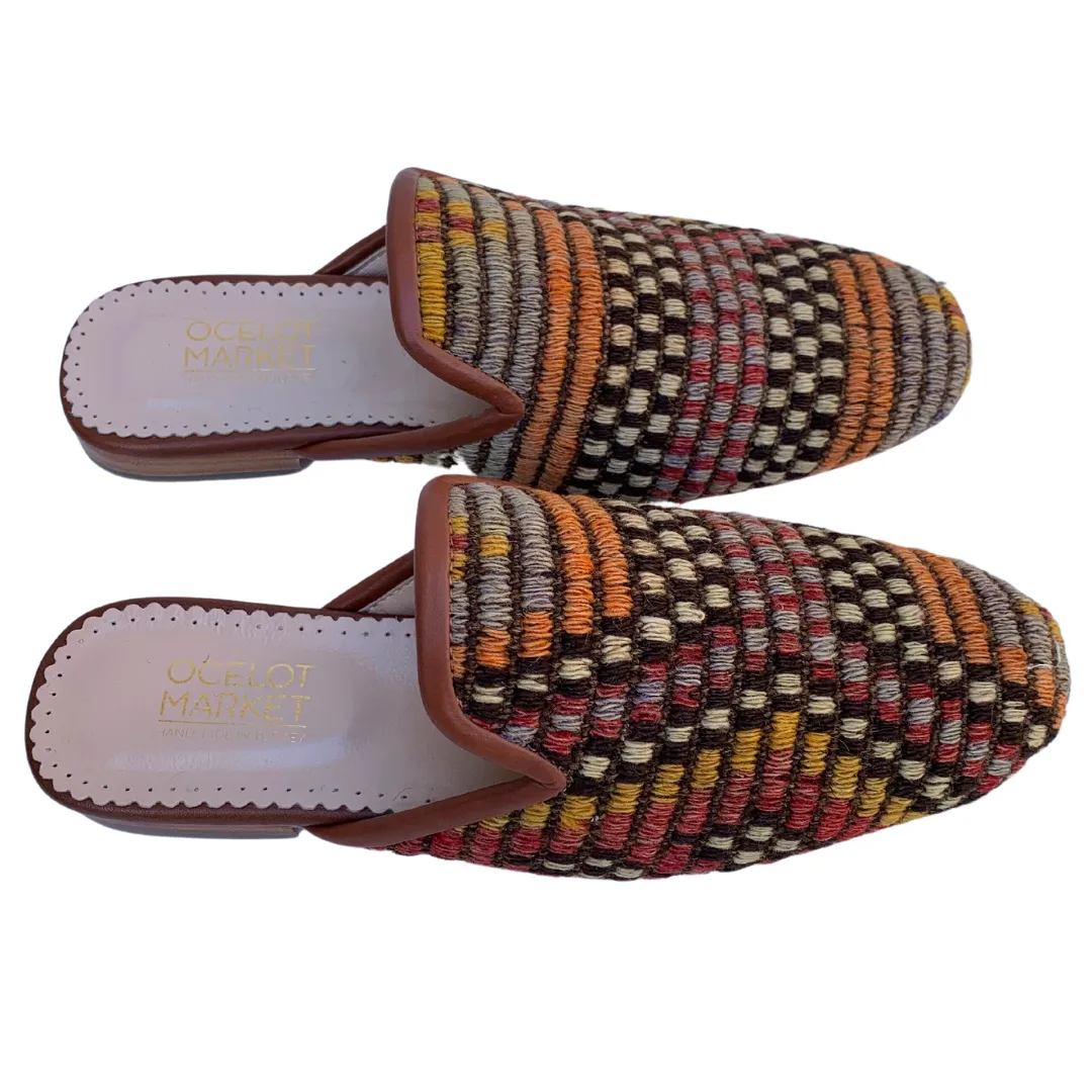 Women's Turkish Kilim Mules | Multicolor Pattern