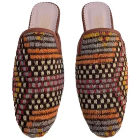 Women's Turkish Kilim Mules | Multicolor Pattern