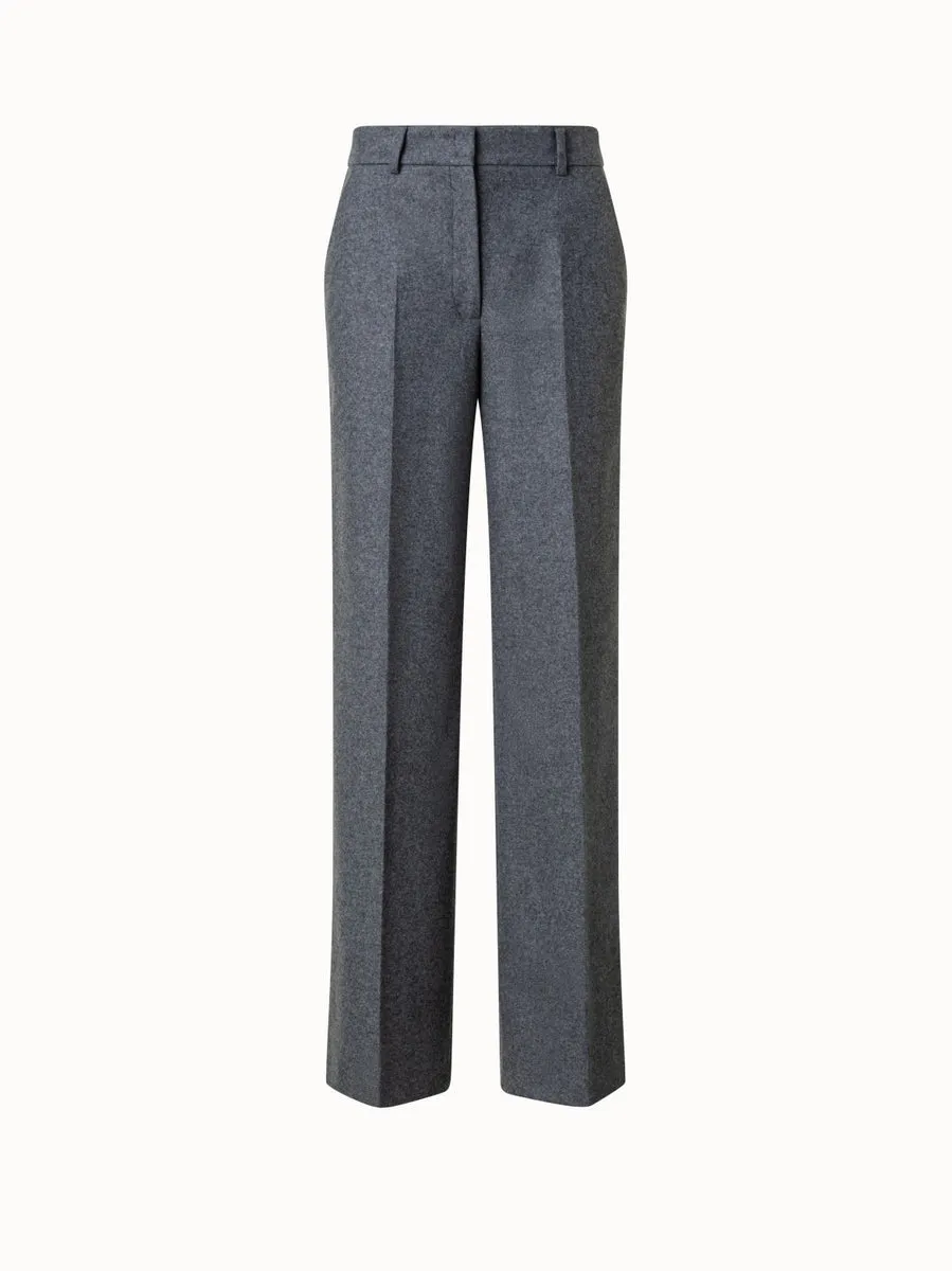 Wool Blend Flannel Straight Leg Pants