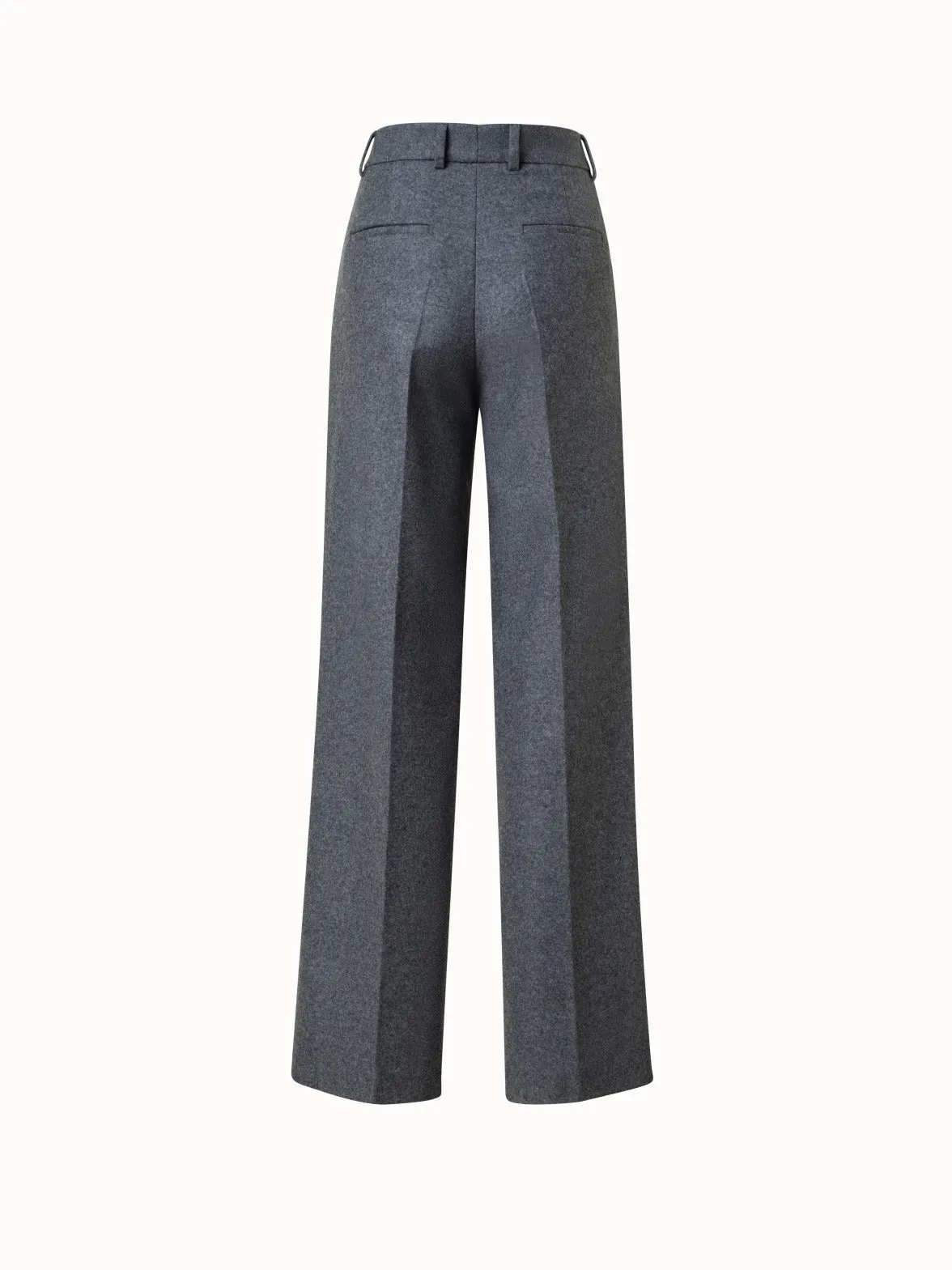 Wool Blend Flannel Straight Leg Pants