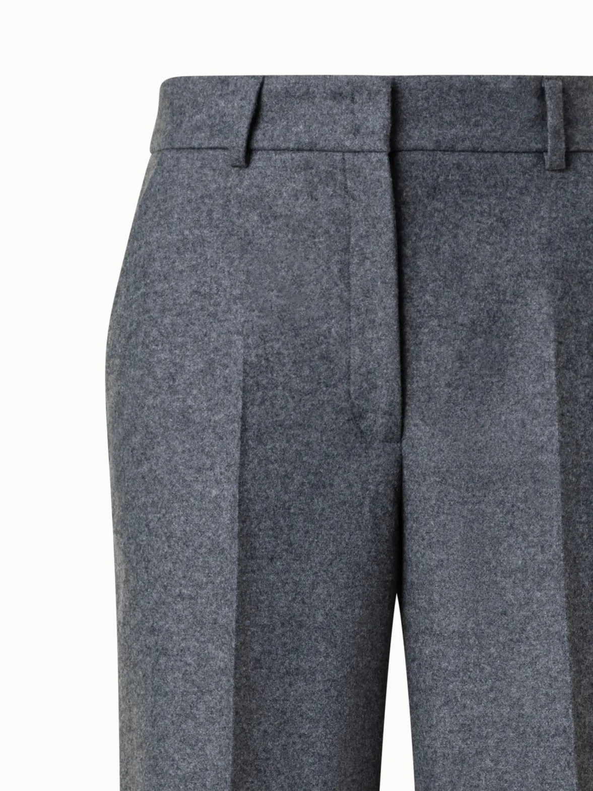 Wool Blend Flannel Straight Leg Pants