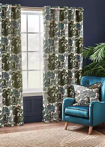 Wylder Nature Woodlands Lined Eyelet Jacquard Curtains | Kaleidoscope