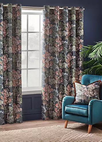 Wylder Nature Woodlands Lined Eyelet Jacquard Curtains | Kaleidoscope