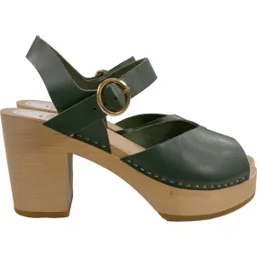 Youyou Green Wooden Heel Sandals