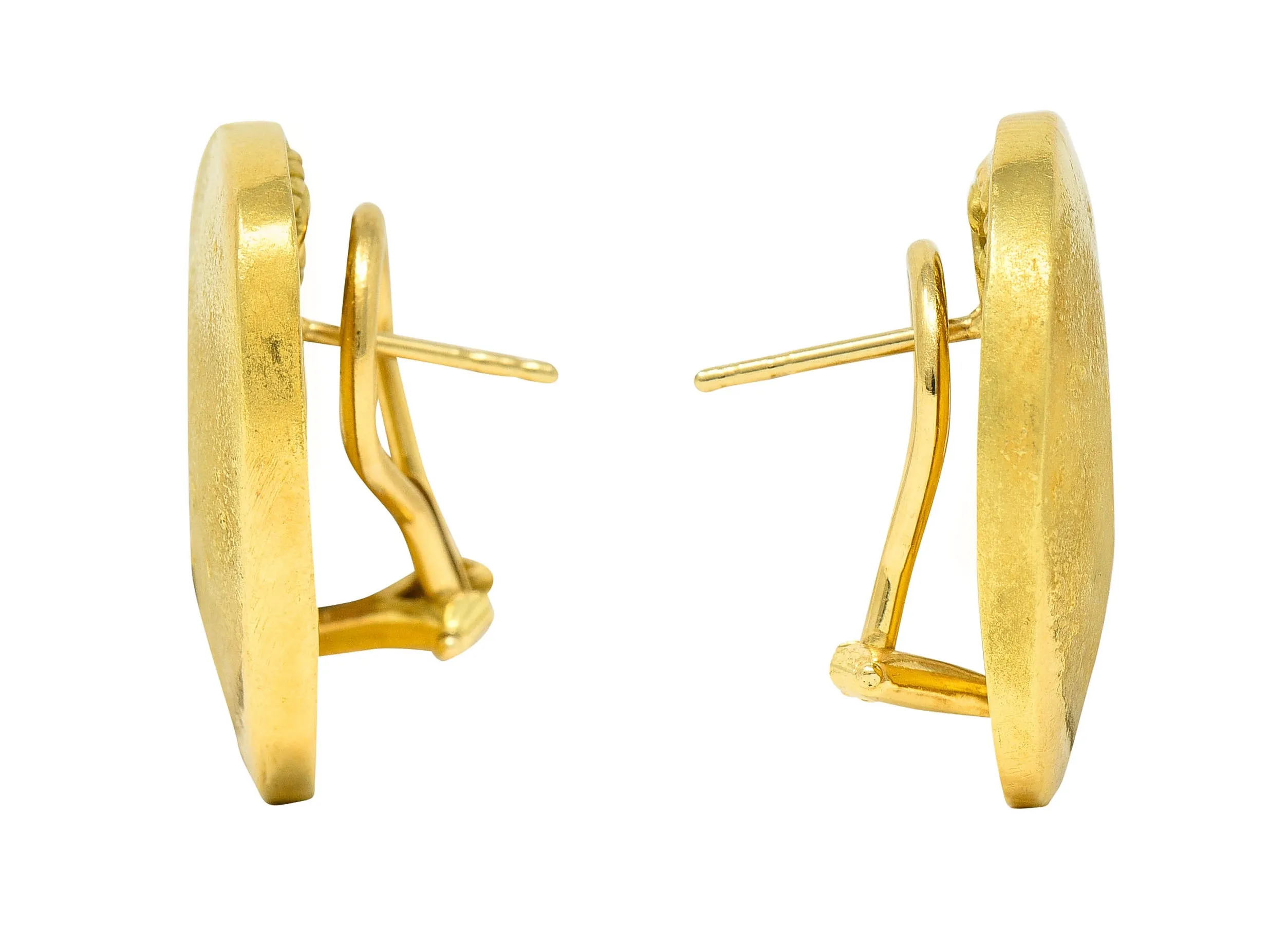 Yves Kamioner 0.50 CTW Diamond 18 Karat Two-Tone Gold Cushion Earrings